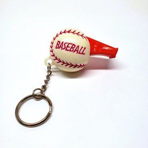 Vintage Plastic Baseball Whistle Keychain Fob Keyring Vending Charm Prize 2"